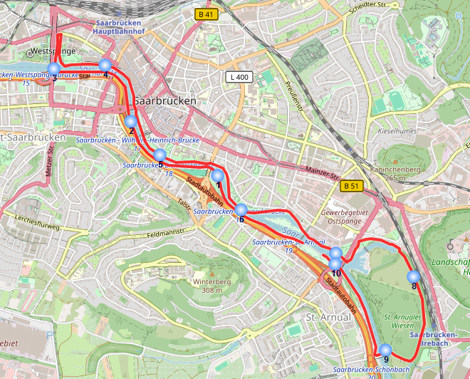 Laufstrecke Westspangenlauf 10 km